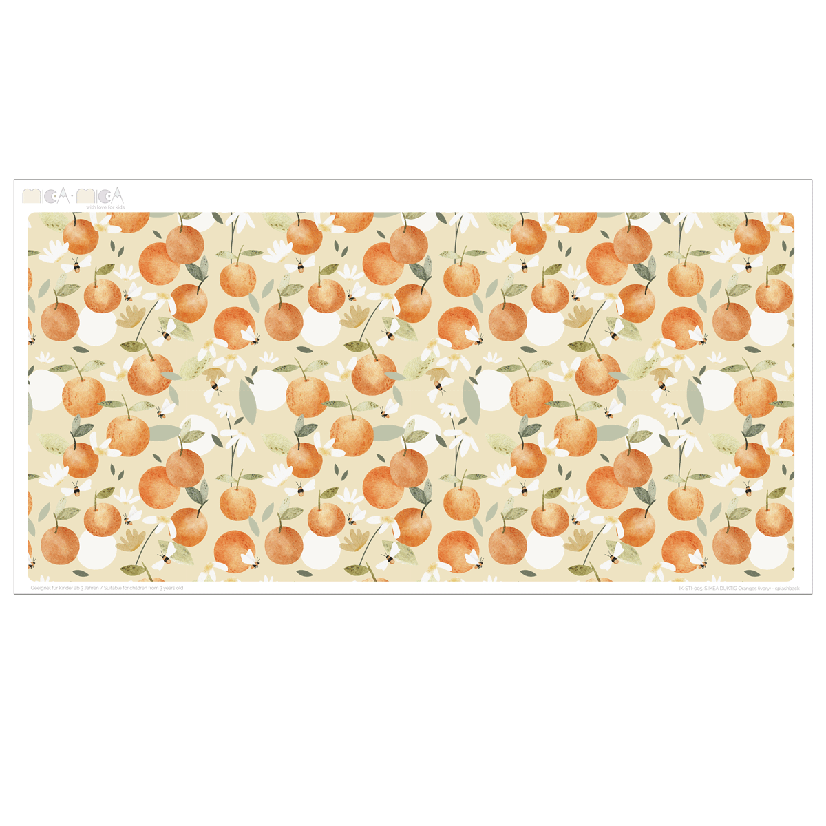 Klebefolie für IKEA DUKTIG Kinderküche - Orangen mit Bienen (Elfenbein)