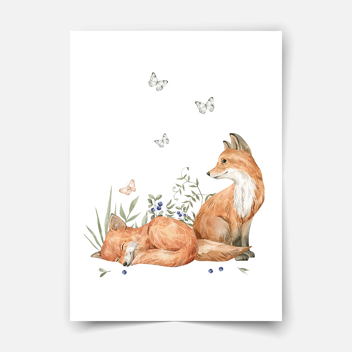 Poster Waldtiere - Magischer Wald - Füchse