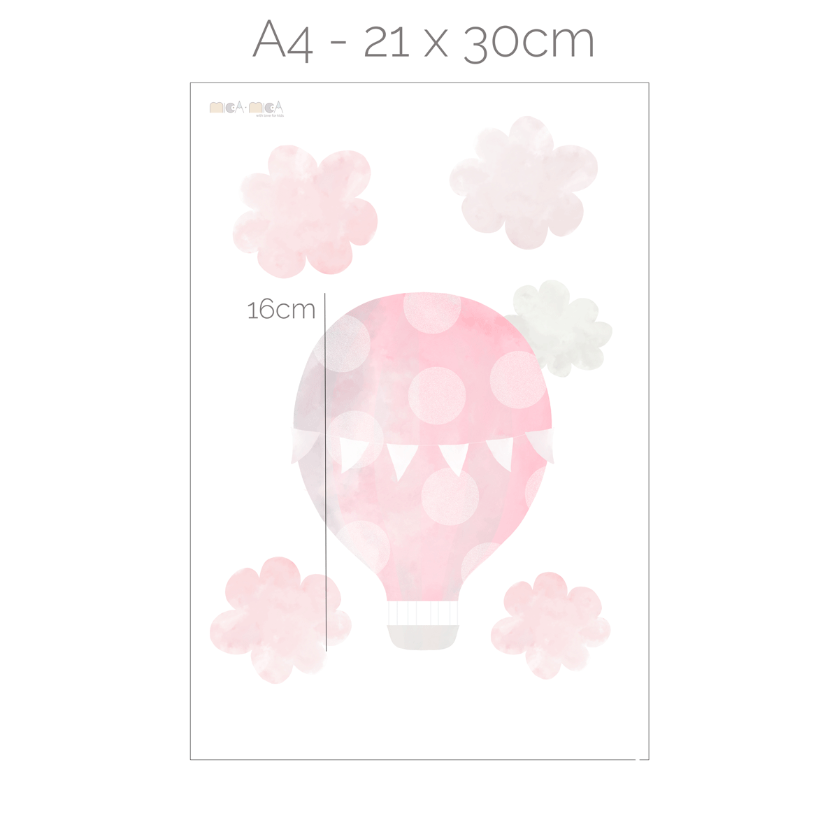 Wandtattoo Heißluftballons mit Wolken (rosa)