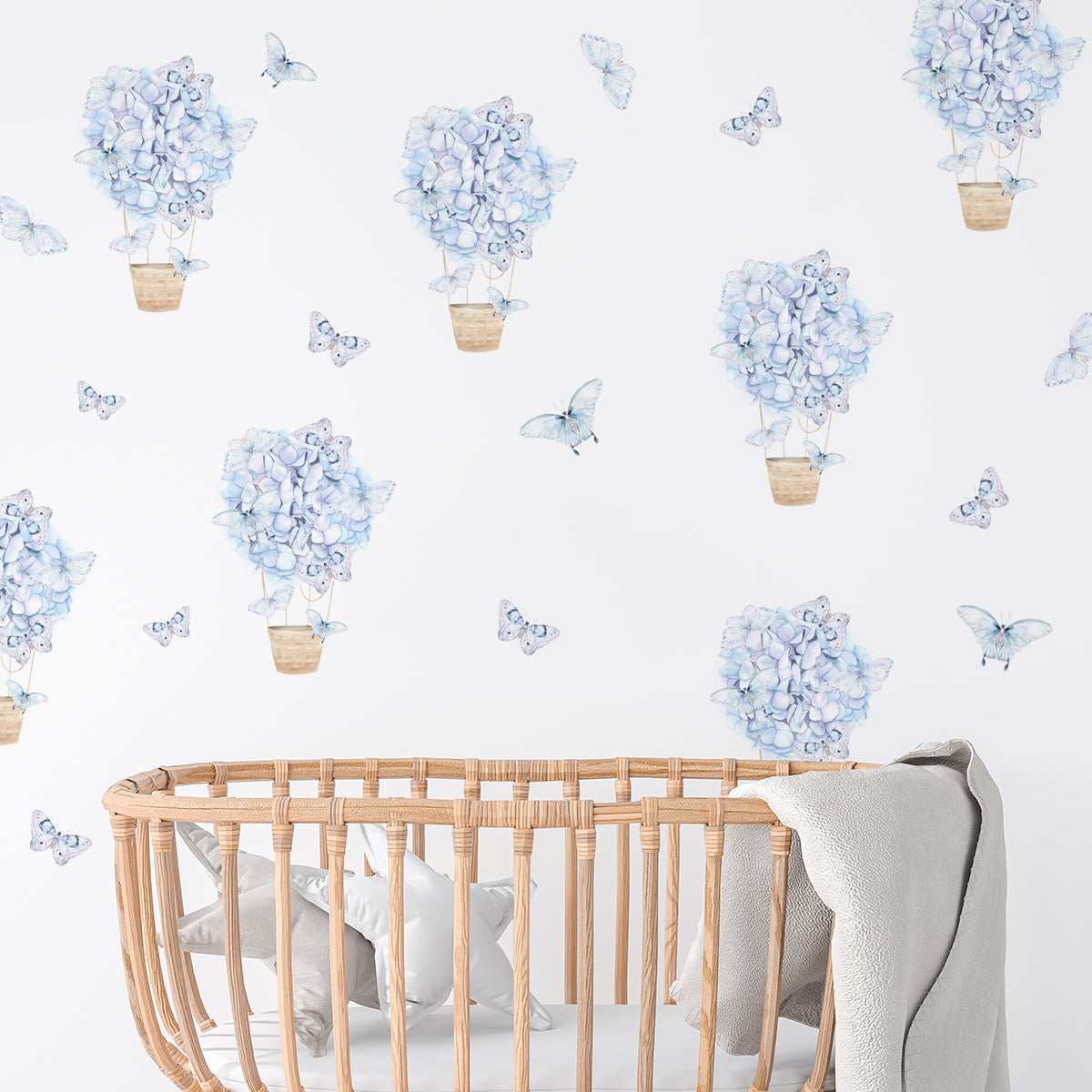 kids bedroom wall stickers, nursery wall stickers, wall stickers, wall decal , wall tattoo, floral hot air balloons with butterflies wall sticker, hot air balloon wall sticker, blue butterflies wall sticker, butterflies wall sticker, girls wall sticker, wall stickers with butterflies, scandinavian wall stickers, kids bedroom ideas, nursery ideas, nordic wall stickers, wall decor ideas