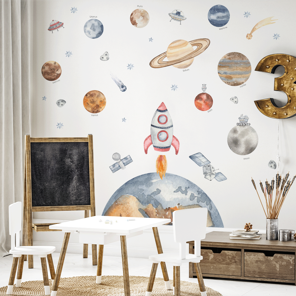 space wall stickers, space wall decals, solar system wall stickers, solar system wall decals, planets wall stickers, planets wall decals