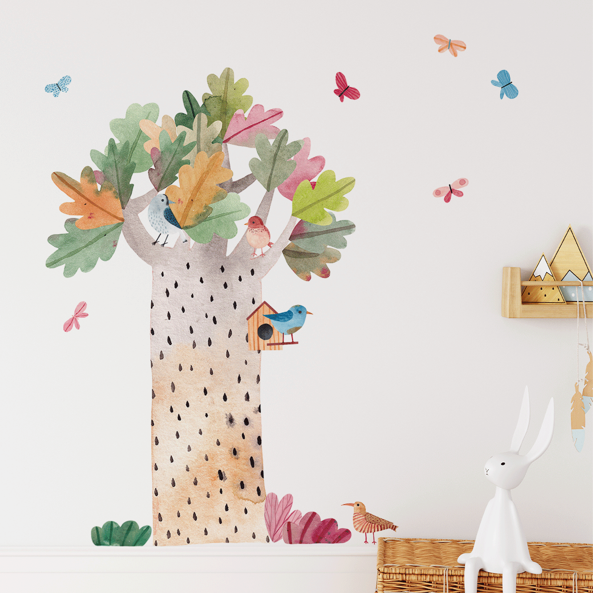 tree wall stickers, tree wall decal , tree and birds wall stickers, tree and birds wall decals , tree birds and butterflies wall stickers, tree birds and butterflies wall decals