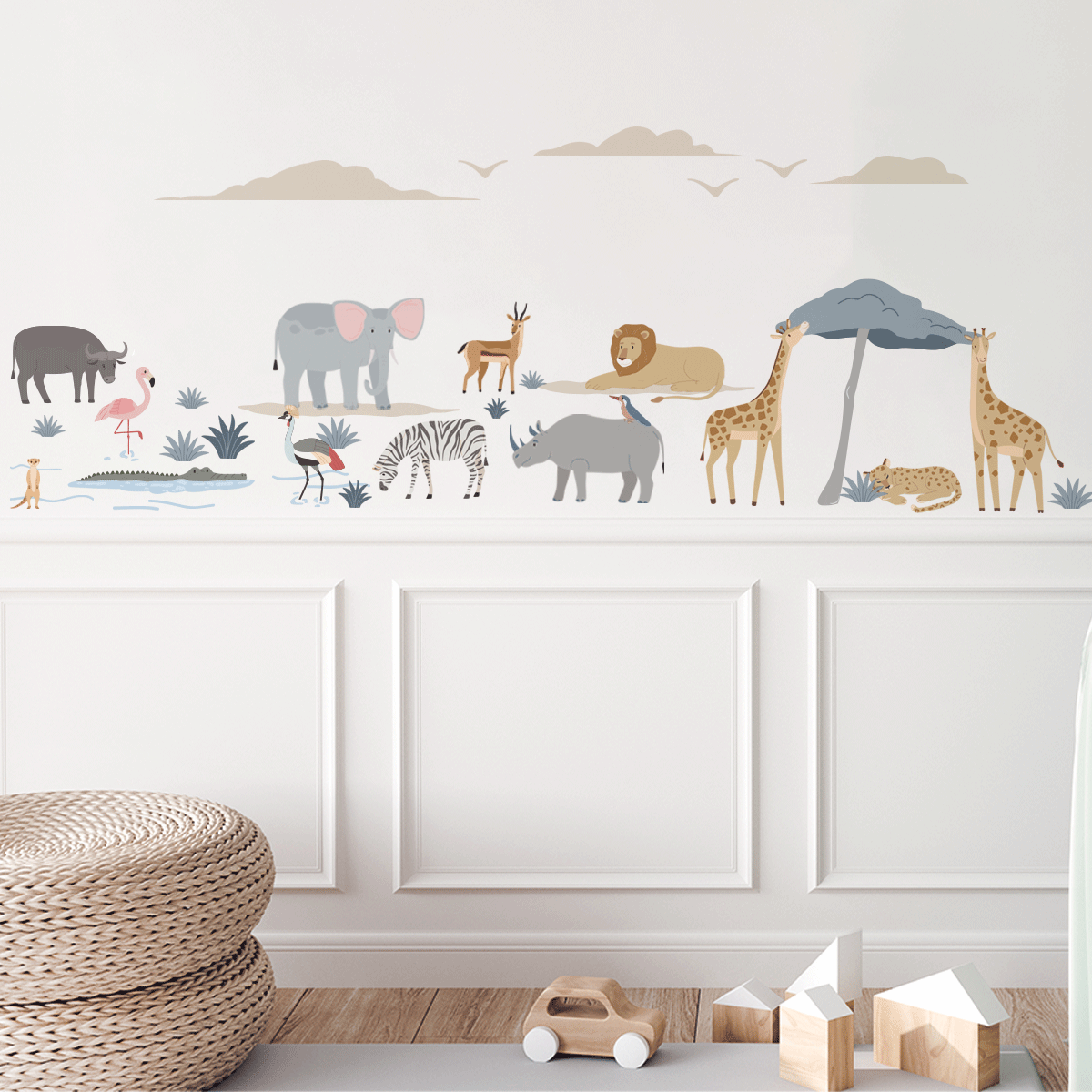 Safari wall decal in kids room