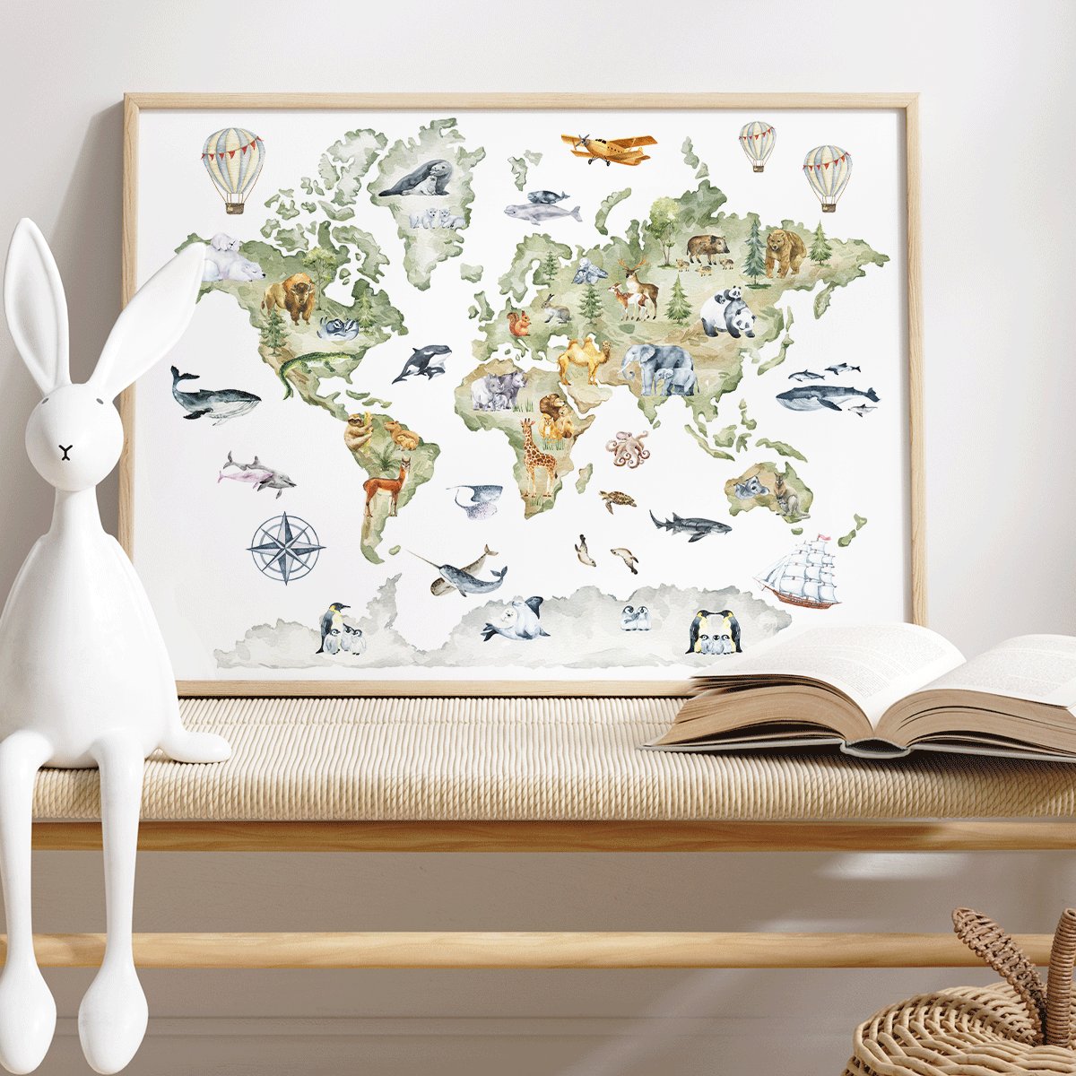 world map print for nursery
