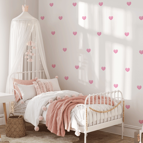 Wandtattoo Herzen - Pinke Aquarell-Herzen