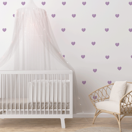 Hearts wall stickers - Purple watercolour hearts