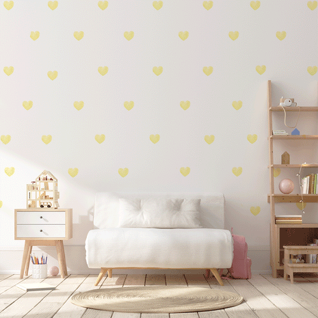 Hearts wall stickers - Yellow watercolour hearts