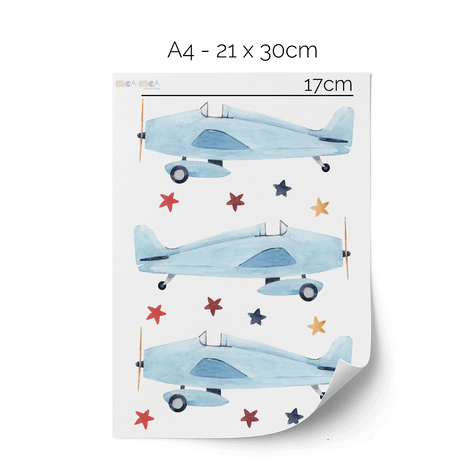 Airplane wall stickers (blue)