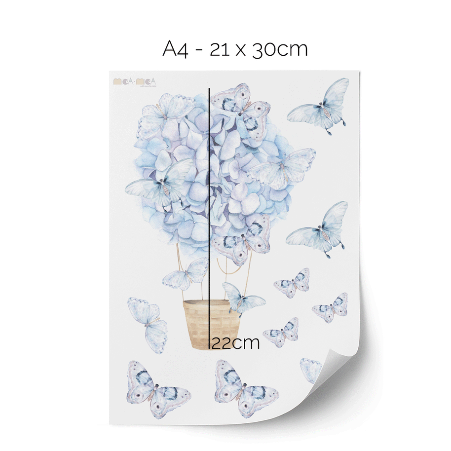 Hot air balloons wall stickers - Floral balloons & butterflies