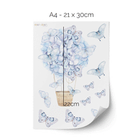 Hot air balloons wall stickers - Floral balloons & butterflies