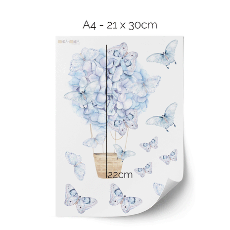 Hot air balloons wall stickers - Floral balloons & butterflies