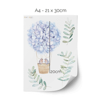 Hot air balloons wall stickers - Floral balloons & birds