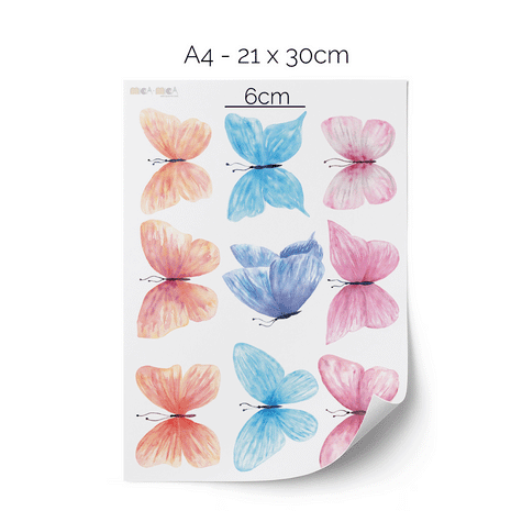 Wandtattoo Schmetterlinge - Bunte Aquarell Schmetterlinge