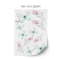 Butterfly wall stickers with spring flowers