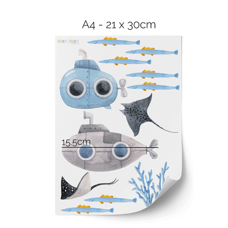 Under the sea wall stickers - Exploring submarines