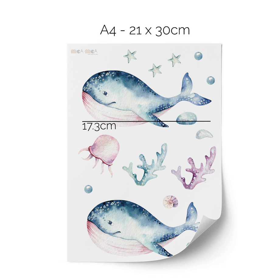 Under the sea wall stickers - Whales