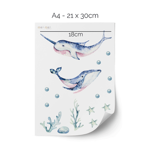 Under the sea wall stickers - Narwhals of the arctic