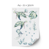 Wandtattoo Unterwasserwelt - Schildkröten (Minze)