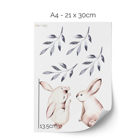 Woodland wall stickers - Watercolour rabbits
