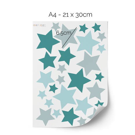 Stars wall stickers - Aquamarine/grey