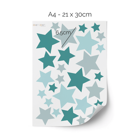 Wandtattoo Sterne - Aquamarin/Grau