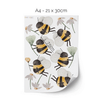 Bee wall stickers - Hap-bee bees with daisies