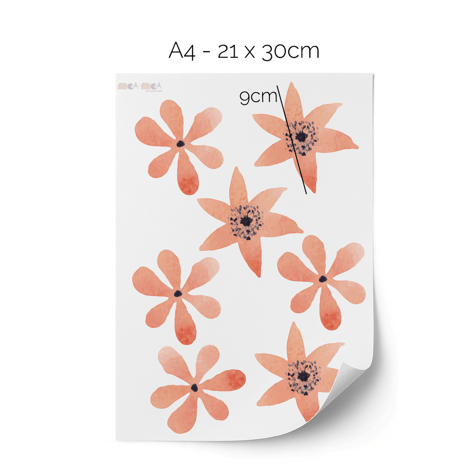 Flower wall stickers - Coral pastel
