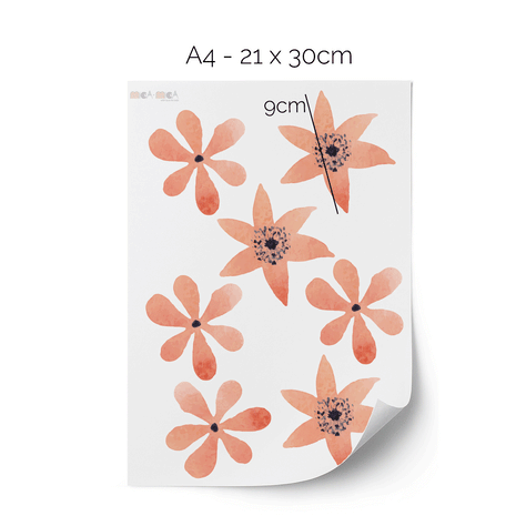Flower wall stickers - Coral pastel