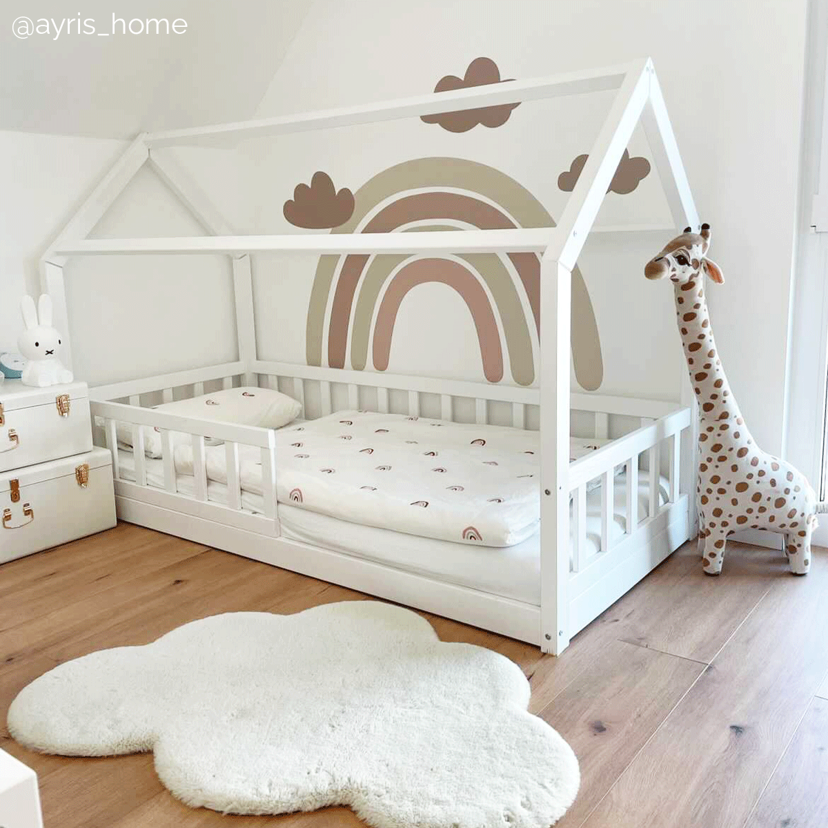 Boho rainbow decal in girls bedroom