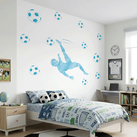 Wandtattoo Fußball – Fußballer Fallrückzieher (blau)