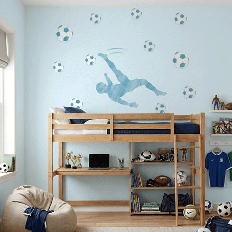 Wandtattoo Fußball – Fußballer Fallrückzieher (blau)
