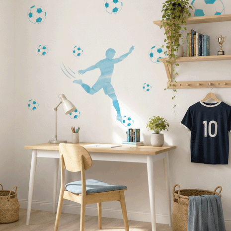 Wandtattoo Fußball – Fußballer Stürmer (blau)