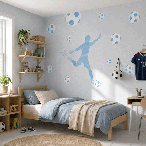 Wandtattoo Fußball – Fußballer Stürmer (blau)