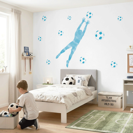 Wandtattoo Fußball – Fußballer Torwart (blau)