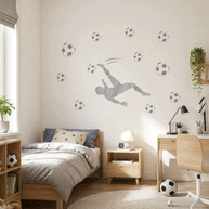 Wandtattoo Fußball – Fußballer Fallrückzieher (hellgrau)