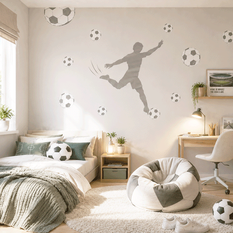 Football wall sticker - Striker (grey)
