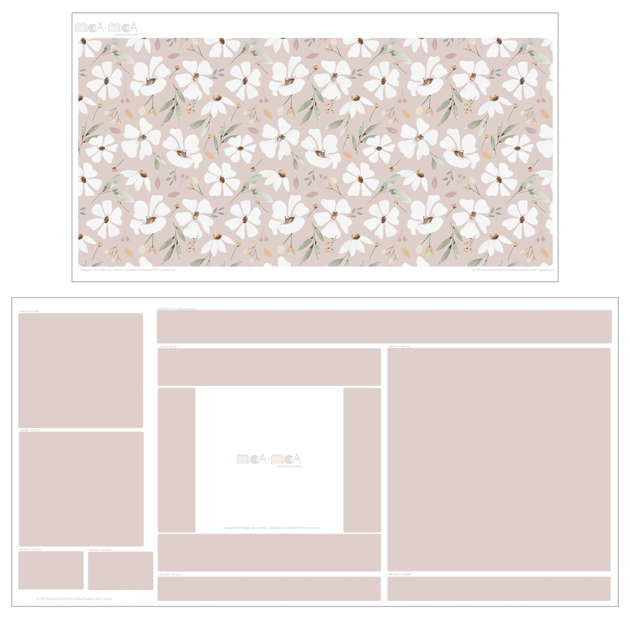 Klebefolie für IKEA DUKTIG Kinderküche - Frühlingsblumen (Helles Taupe)