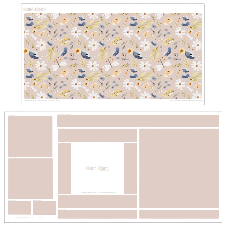 Klebefolie für IKEA DUKTIG Kinderküche - Wiesenblumen (Helles Taupe)