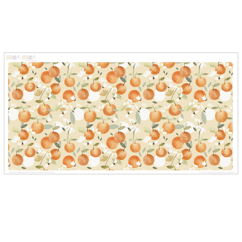 Klebefolie für IKEA DUKTIG Kinderküche - Orangen mit Bienen (Elfenbein)