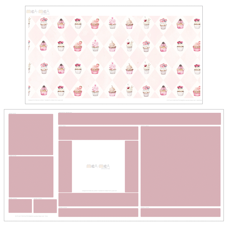 Klebefolie für IKEA DUKTIG Kinderküche - Entzückende Cupcakes (Rosenholz)