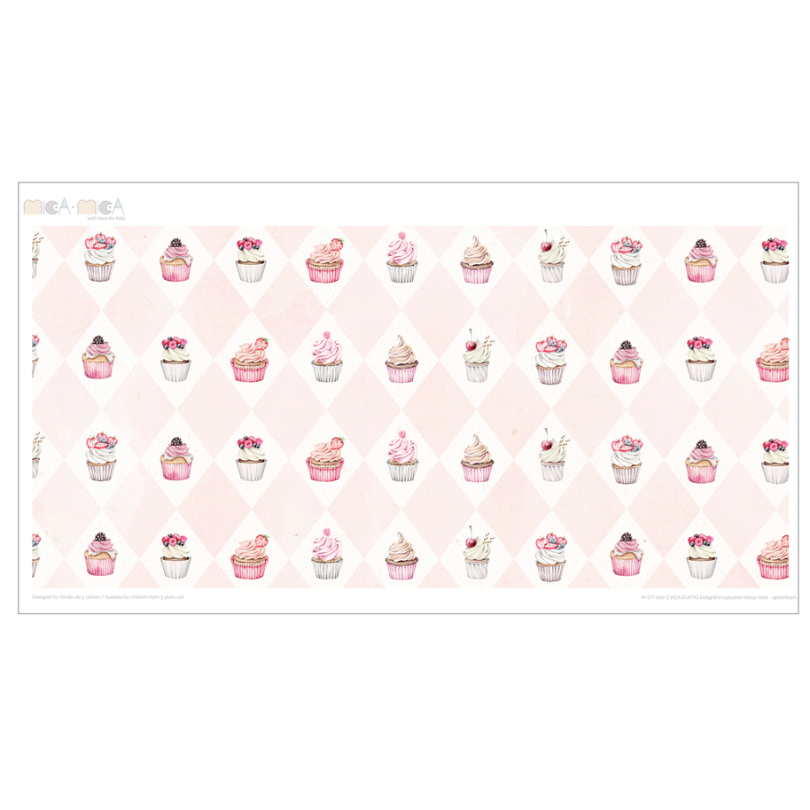 Klebefolie für IKEA DUKTIG Kinderküche - Entzückende Cupcakes (Rosenholz)
