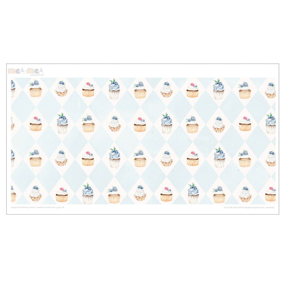 Sticker set for IKEA DUKTIG play kitchen - Delightful cupcakes (blue)