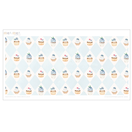 Klebefolie für IKEA DUKTIG Kinderküche - Entzückende Cupcakes (Blau)