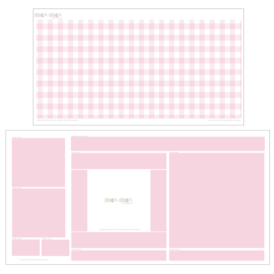 Klebefolie für IKEA DUKTIG Kinderküche - Karomuster (Pink)