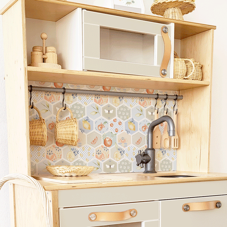 Klebefolie für IKEA DUKTIG Kinderküche - Fruchtige Fliesen (Sand)