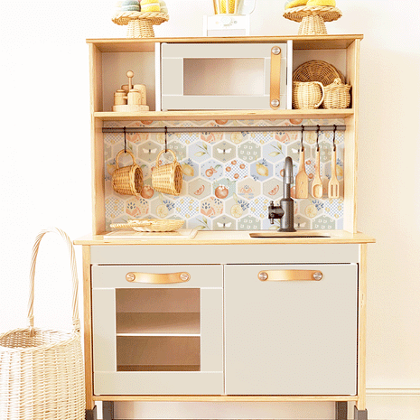 Klebefolie für IKEA DUKTIG Kinderküche - Fruchtige Fliesen (Sand)