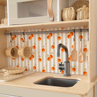 Klebefolie für IKEA DUKTIG Kinderküche - Orangen mit Streifen