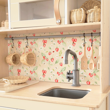 Klebefolie für IKEA DUKTIG Kinderküche - Erdbeeren