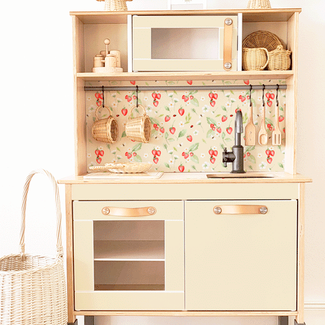 Klebefolie für IKEA DUKTIG Kinderküche - Erdbeeren