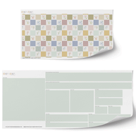 Klebefolie für IKEA DUKTIG Kinderküche - Pastell Karo- und Blumenfliesen (Helles Minze)